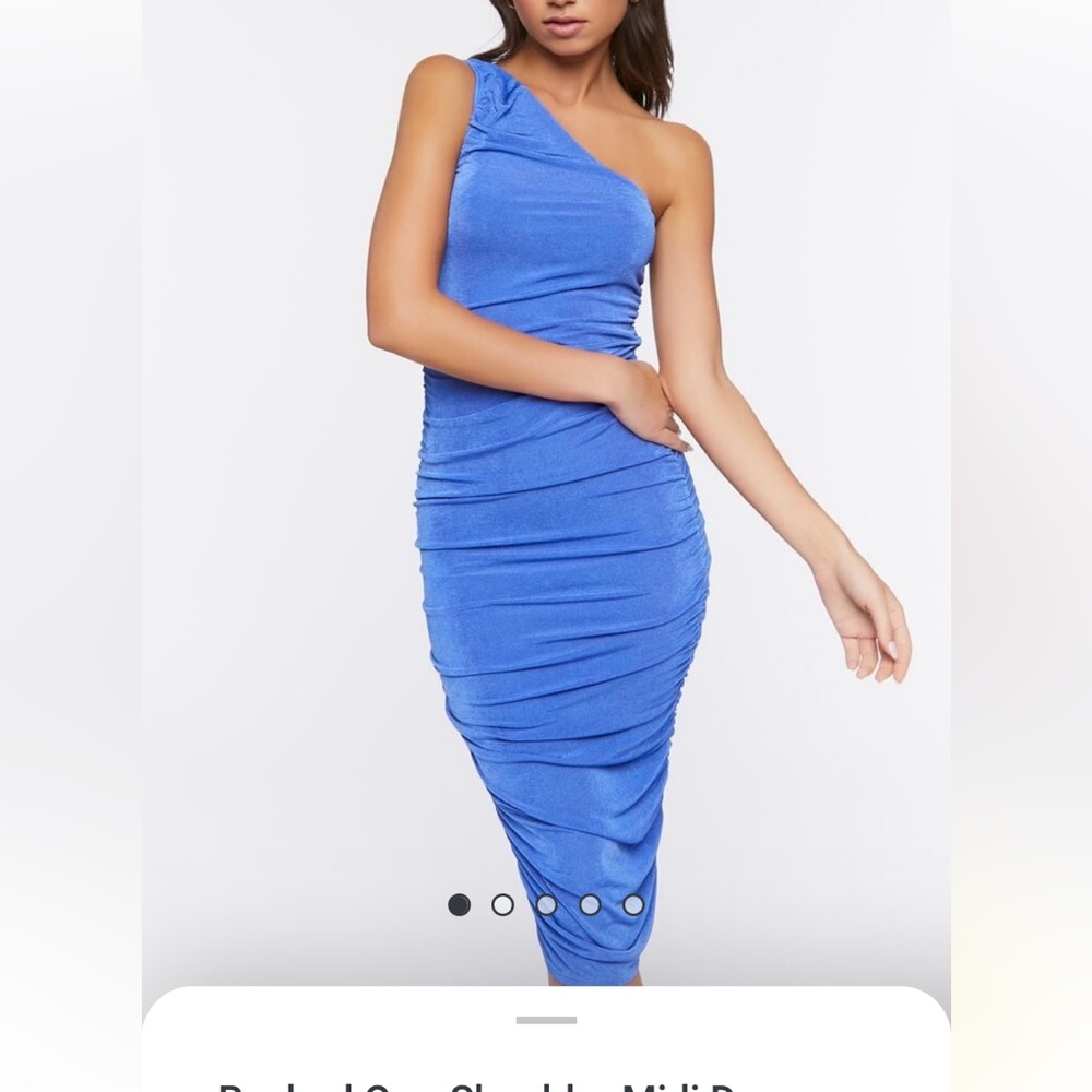 Rusched one shoulder midi dress